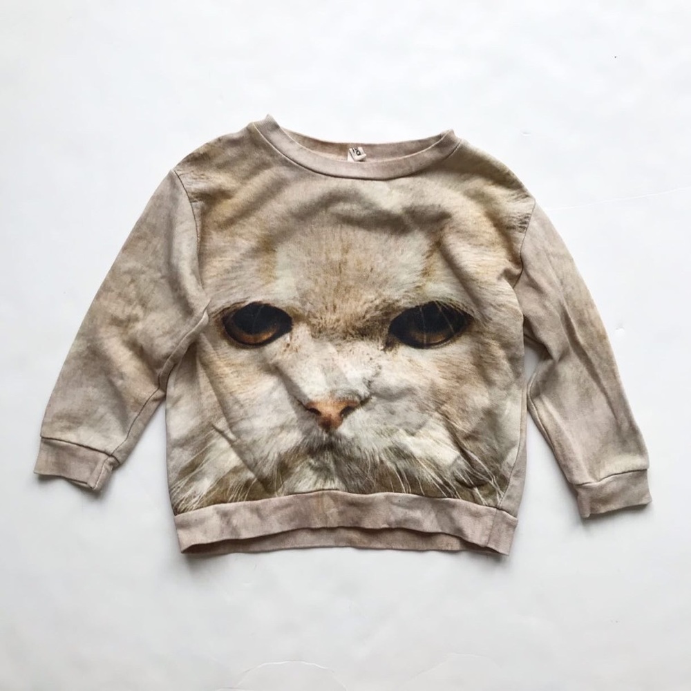 Popupshop cat face sweatshirt EUC 2-3Y